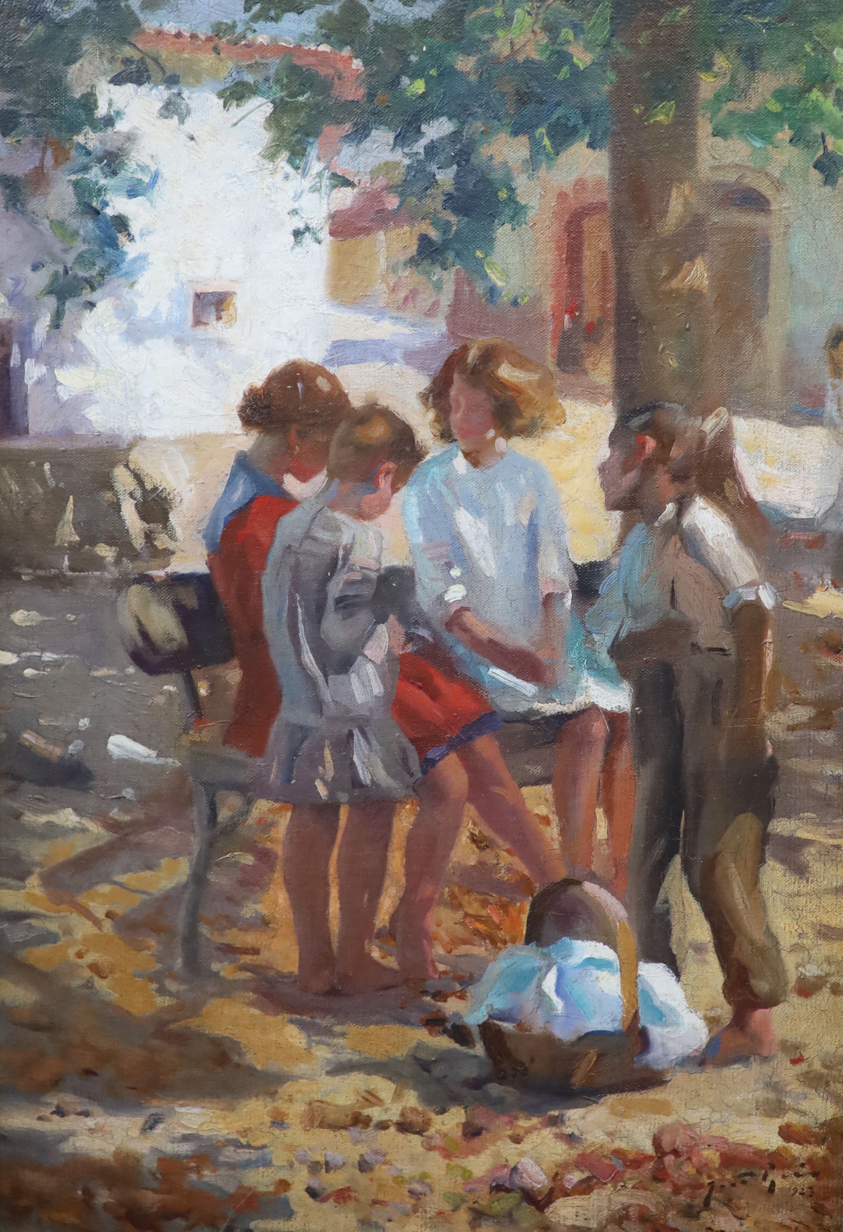 Spanish School, Children at play, Oil on canvas, 54 x 37cm.